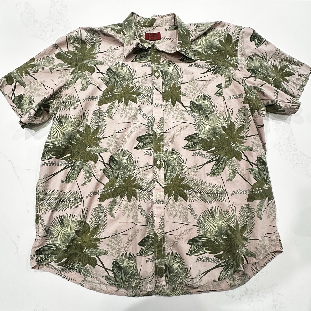 Foundry Hawaiian Shirt - 2XL Blue Palm Trees - Button Up - Short Sleeve